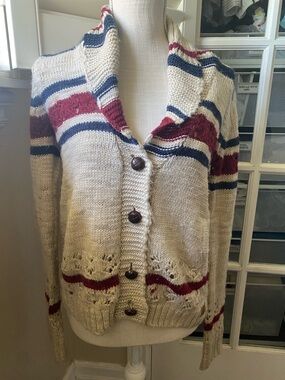 Element Cream Striped Cardigan Americana Small
